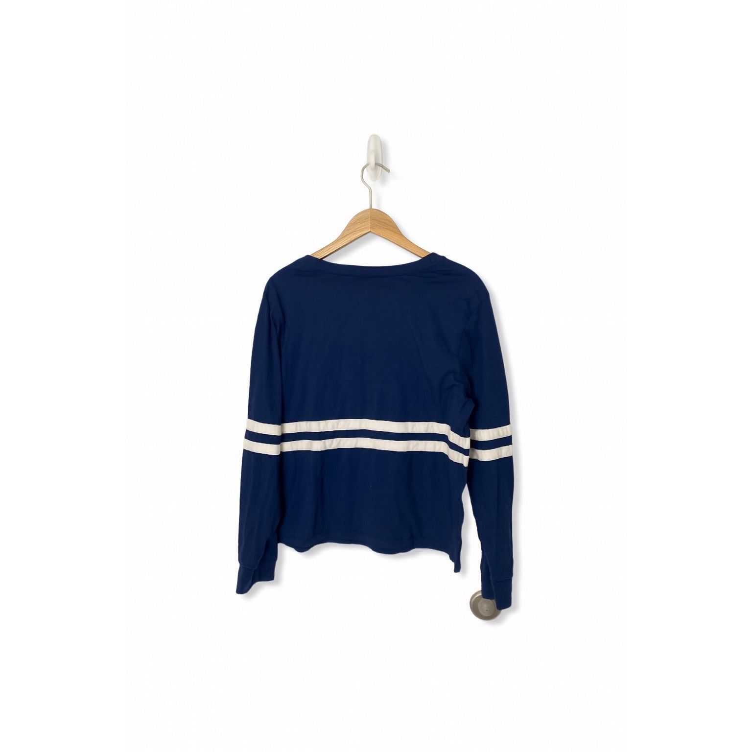 Champion Champion Navy Blue Striped Long Sleeve Athletic Top | Size M Size M / US 6-8 / IT 42-44 - 4 Thumbnail