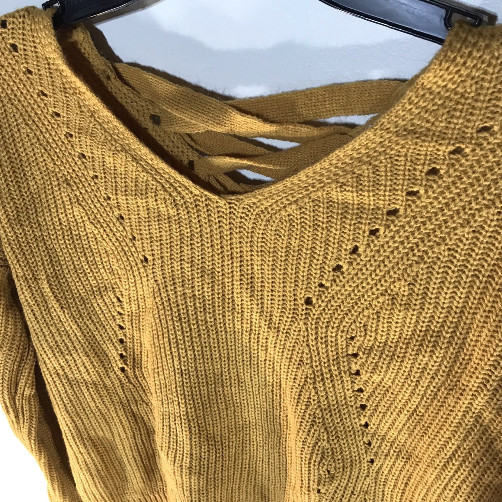 Vintage Moral Fiber Cable Knit Sweater Womens L Yellow V-Neck Long Sleeve Pullover Casual Size L / US 10 / IT 46 - 2 Thumbnail