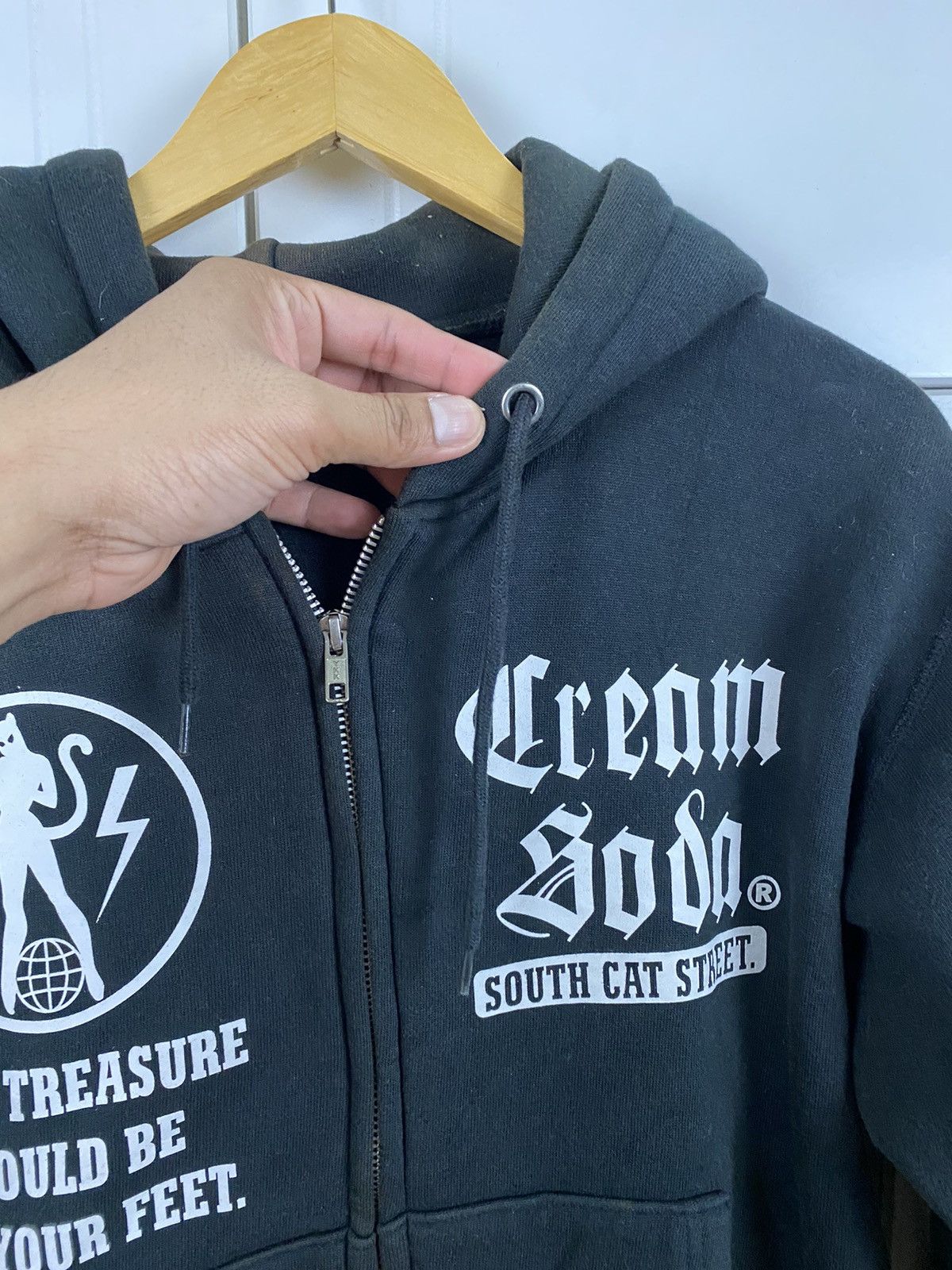 Band Tees × Vintage Vintage Black Cat Cream Soda Hoodies Zipper Size US M / EU 48-50 / 2 - 6 Thumbnail