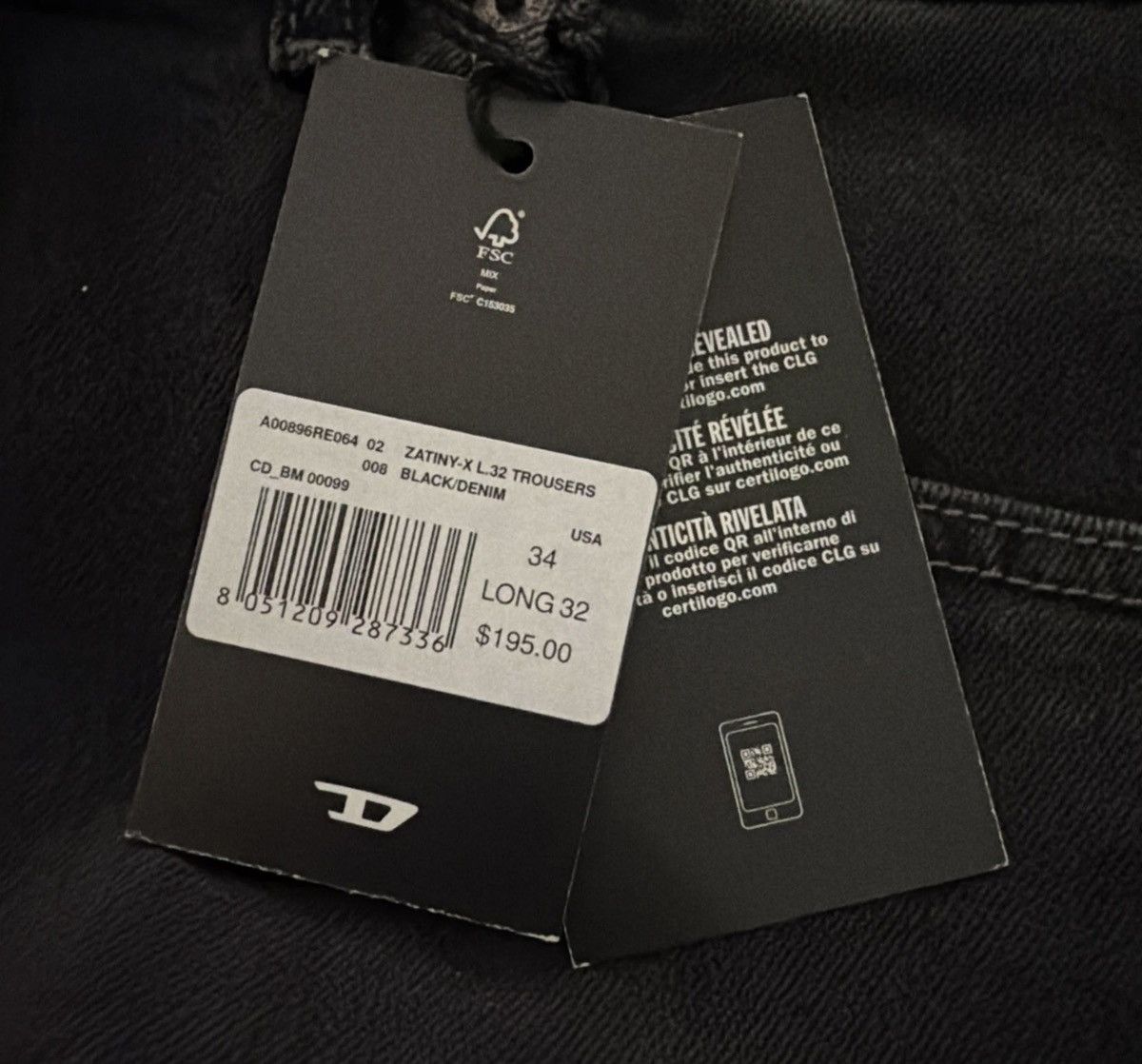 Diesel Diesel Mens Zatiny Bootcut Jeans RE064 Black Size 34/32 Size US 34 / EU 50 - 7 Thumbnail