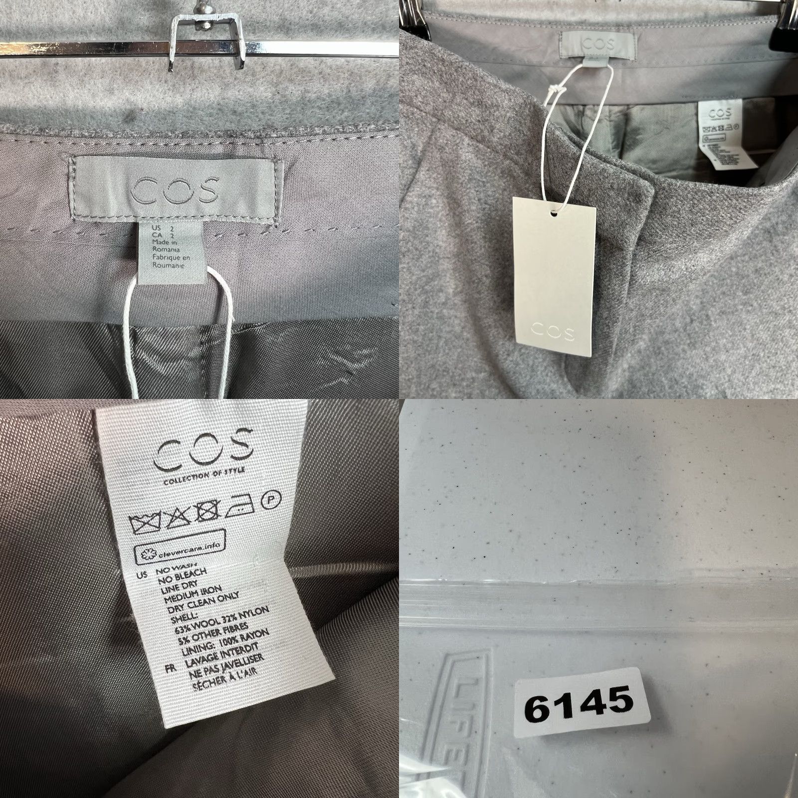 Cos NWT! Cos Wool Blend Pants Womens Size 2 Gray Slim Leg Tapered Size 26" / US 2 / IT 38 - 8 Thumbnail