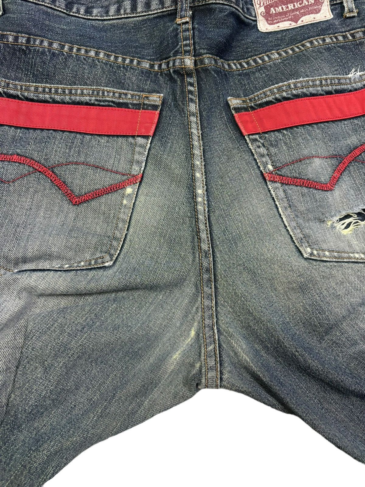 Japanese Brand Vintage Amore Puro American Classic Whiskers Ripped Jeans Size US 33 - 13 Thumbnail