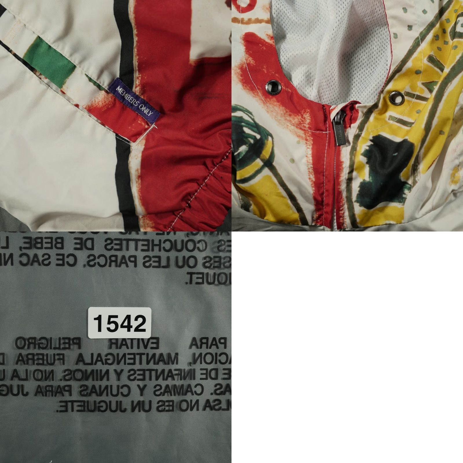 Members Only Members Only Jacket Mens L White Jean Michel Basquiat Hooded Windbreaker Art Size US 33 - 10 Thumbnail