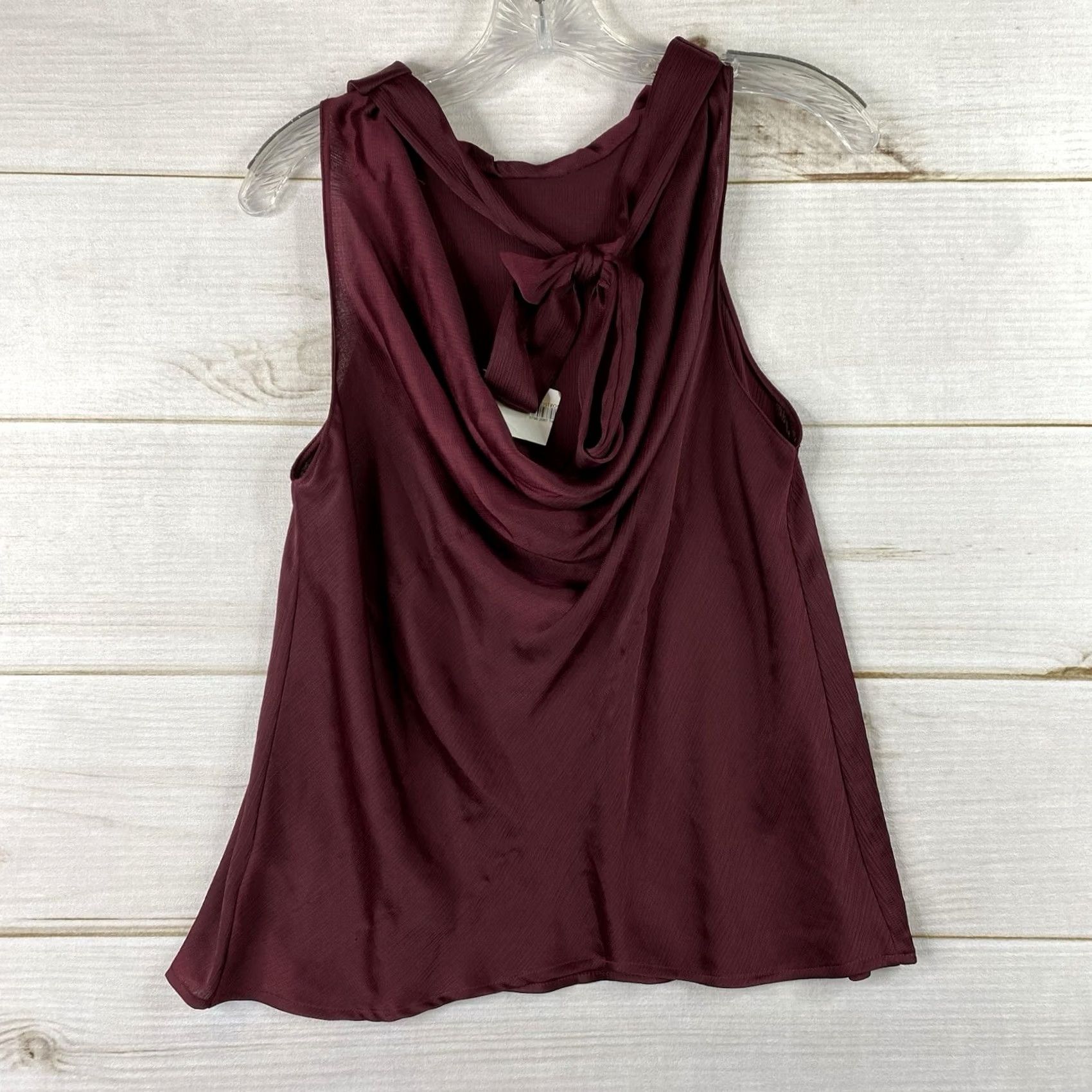 ASTR The Label VINTAGE ASTR Shirt Womens XS Burgundy Slouch Tie Neck Flowy Sleeveless NWT Size XS / US 0-2 / IT 36-38 - 7 Thumbnail