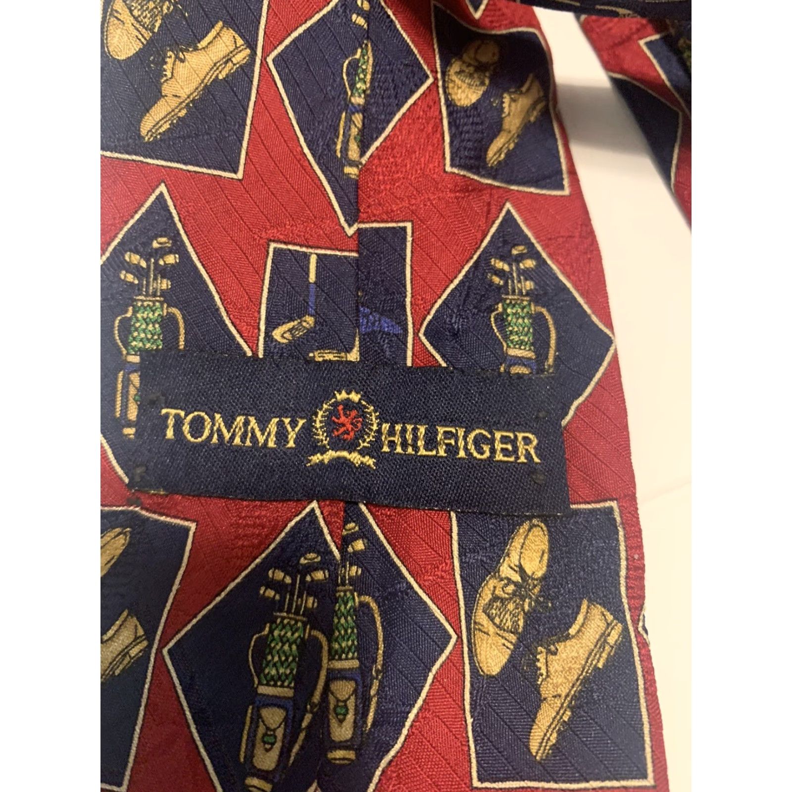 Tommy Hilfiger VINTAGE Tommy Hilfiger Red Silk Golf Tie Made in Italy Adjustable Mens Size ONE SIZE - 6 Thumbnail