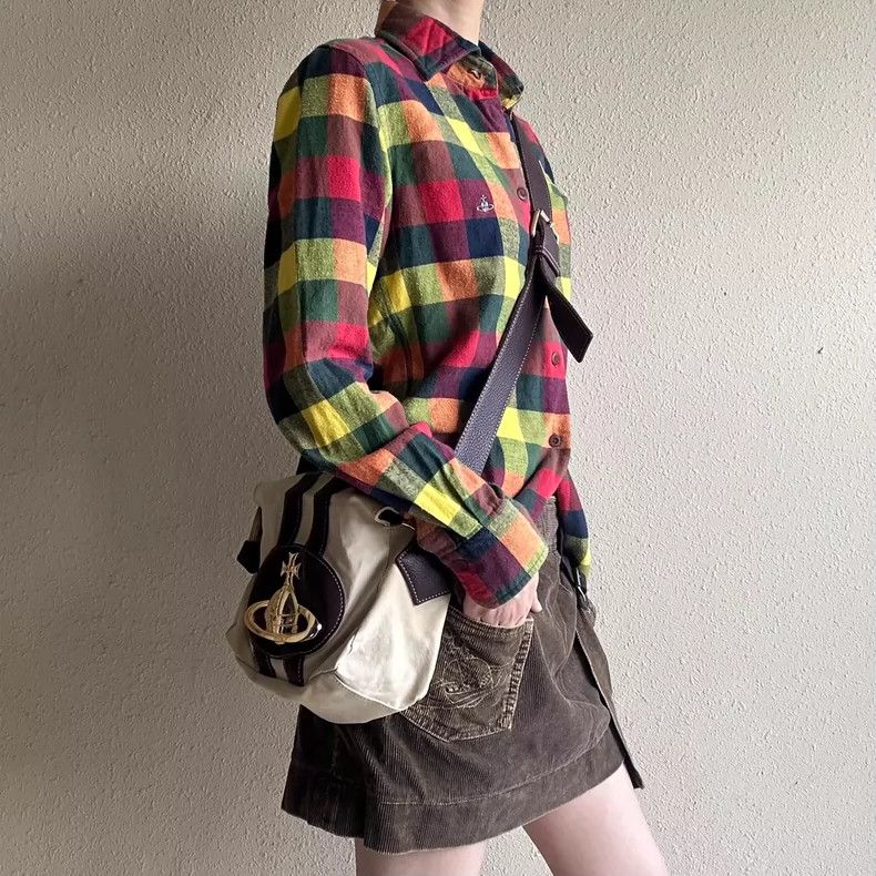 Vivienne Westwood Vivienne Westwood Saturn logo canvas shoulder bag Size ONE SIZE - 9 Thumbnail