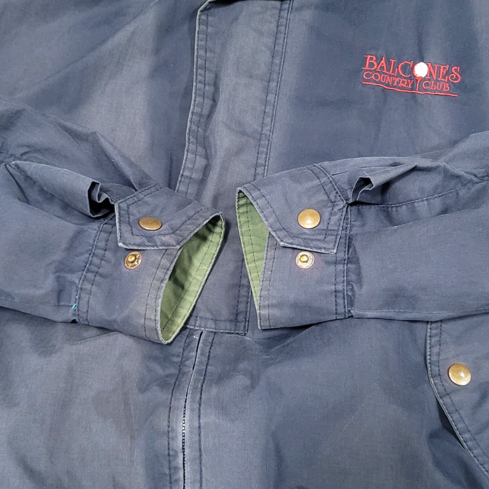 Vintage VINTAGE Balcones Country Club Divots Navy Golf Hooded Bomber Jacket L Men Large Blue Solid Logo Embroidered Zip Snap Size US L / EU 52-54 / 3 - 5 Thumbnail