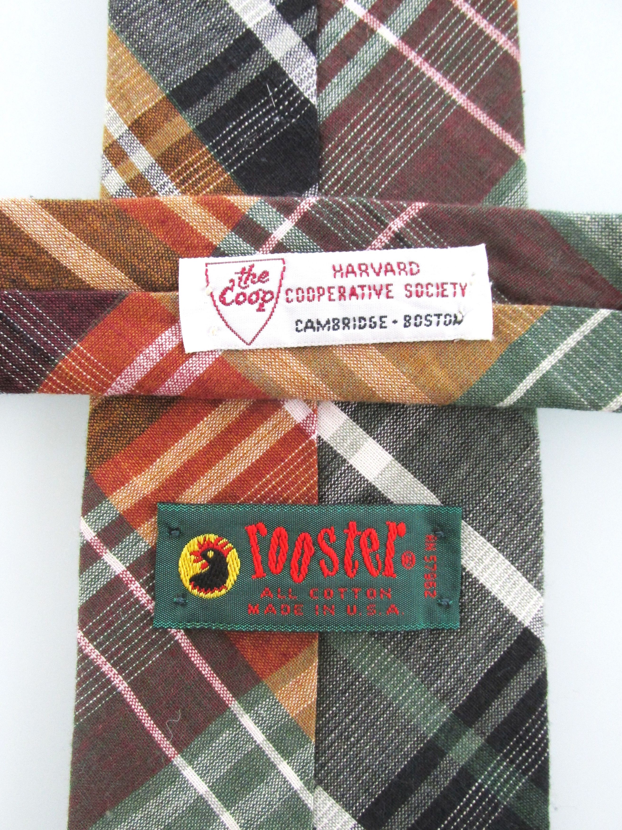 Vintage Rooster Vintage Men's Cotton Plaid Ties Size ONE SIZE - 5 Thumbnail