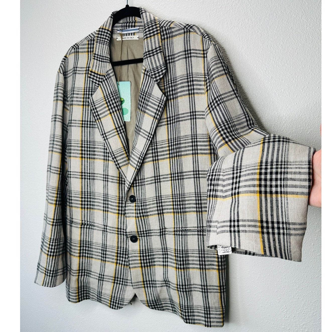 Cristaseya NWT Cristaseya Oversized Linen Blazer Ecru Black Plaid M Size US M / EU 48-50 / 2 - 1 Thumbnail