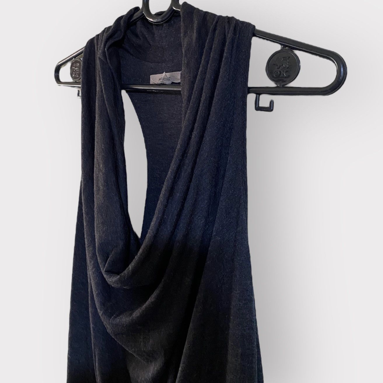 Helmut Lang Drape Cowl Collar Jersey Maxi Dress