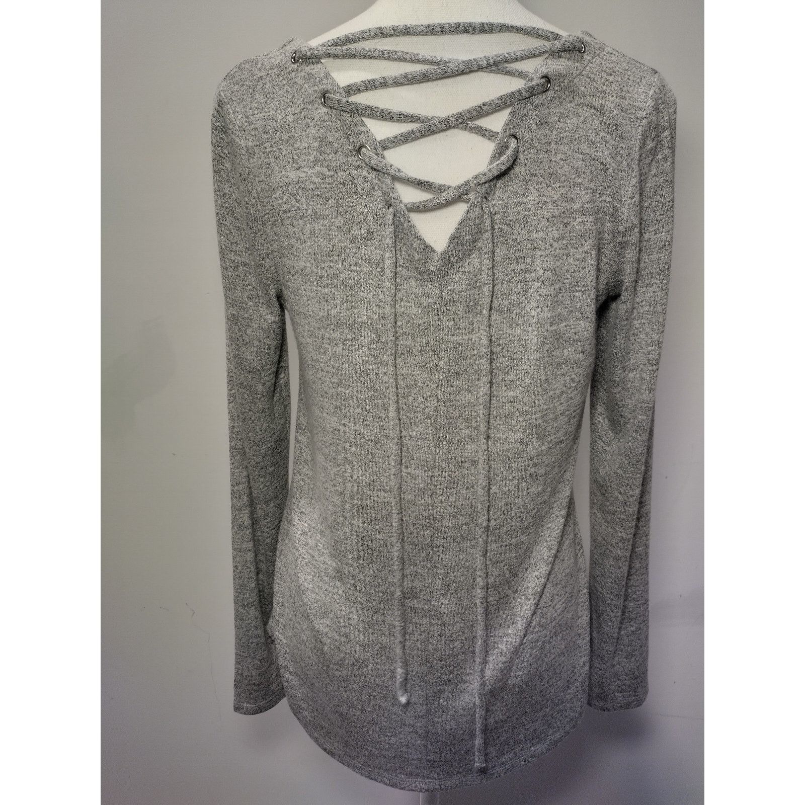 Banana Republic Banana Republic Women Crisscross Tie Sweater Lg Sleeve Gray Size S / US 4 / IT 40 - 2 Thumbnail