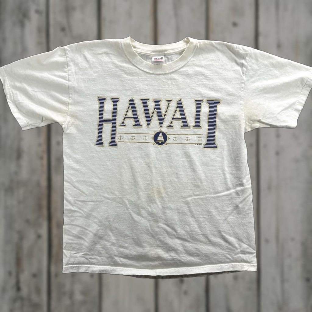 Anvil VINTAGE Hawaii Shirt Mens Medium T-Shirt Sailboat Graphic 90s Souvenir Anvil White Crew Neck Short Sleeve Mens Size US M / EU 48-50 / 2 - 1 Thumbnail
