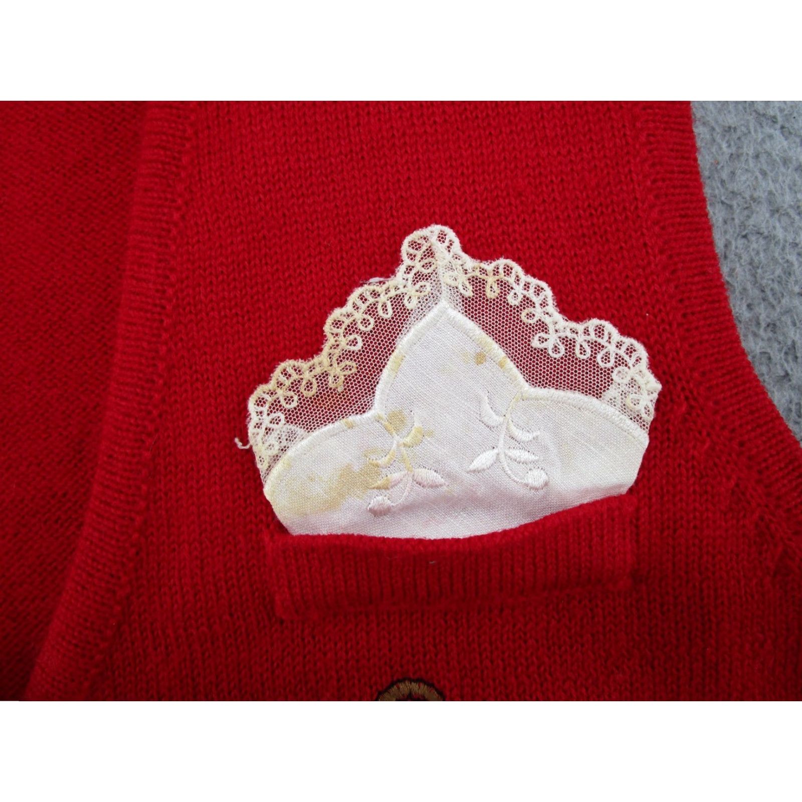 Vintage VINTAGE Susan Bristol Embroidered Pocket Watch Sweater Vest Shirt Womens M Red 90s Knit Cotton Embroidered Vest 90s Womens Vintage 1992 Size M / US 6-8 / IT 42-44 - 3 Thumbnail
