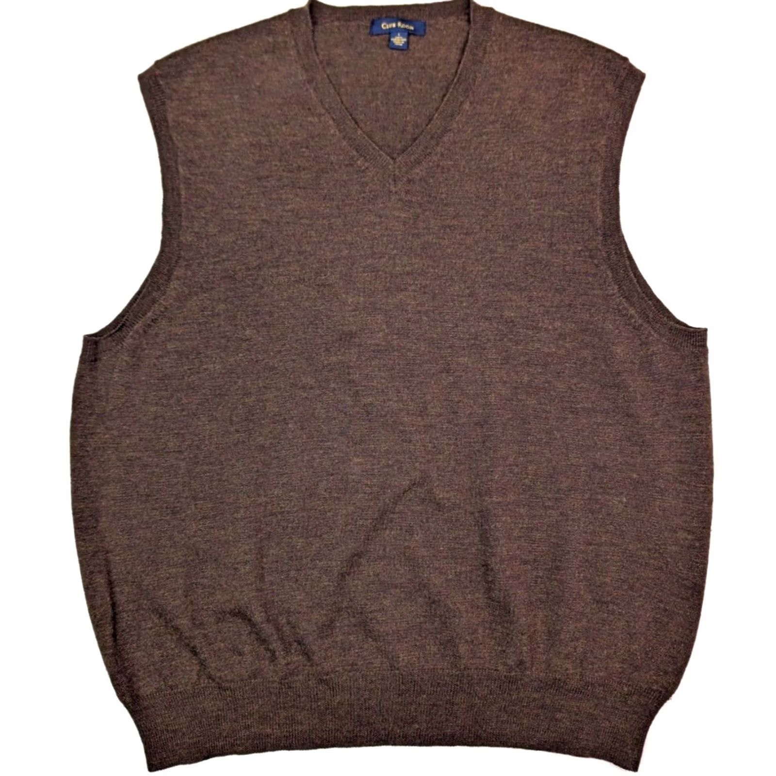 Club Room Club Room Merino Wool Knit Vest Men L Brown Lightweight V-Neck Sweater Size US L / EU 52-54 / 3 - 2 Thumbnail