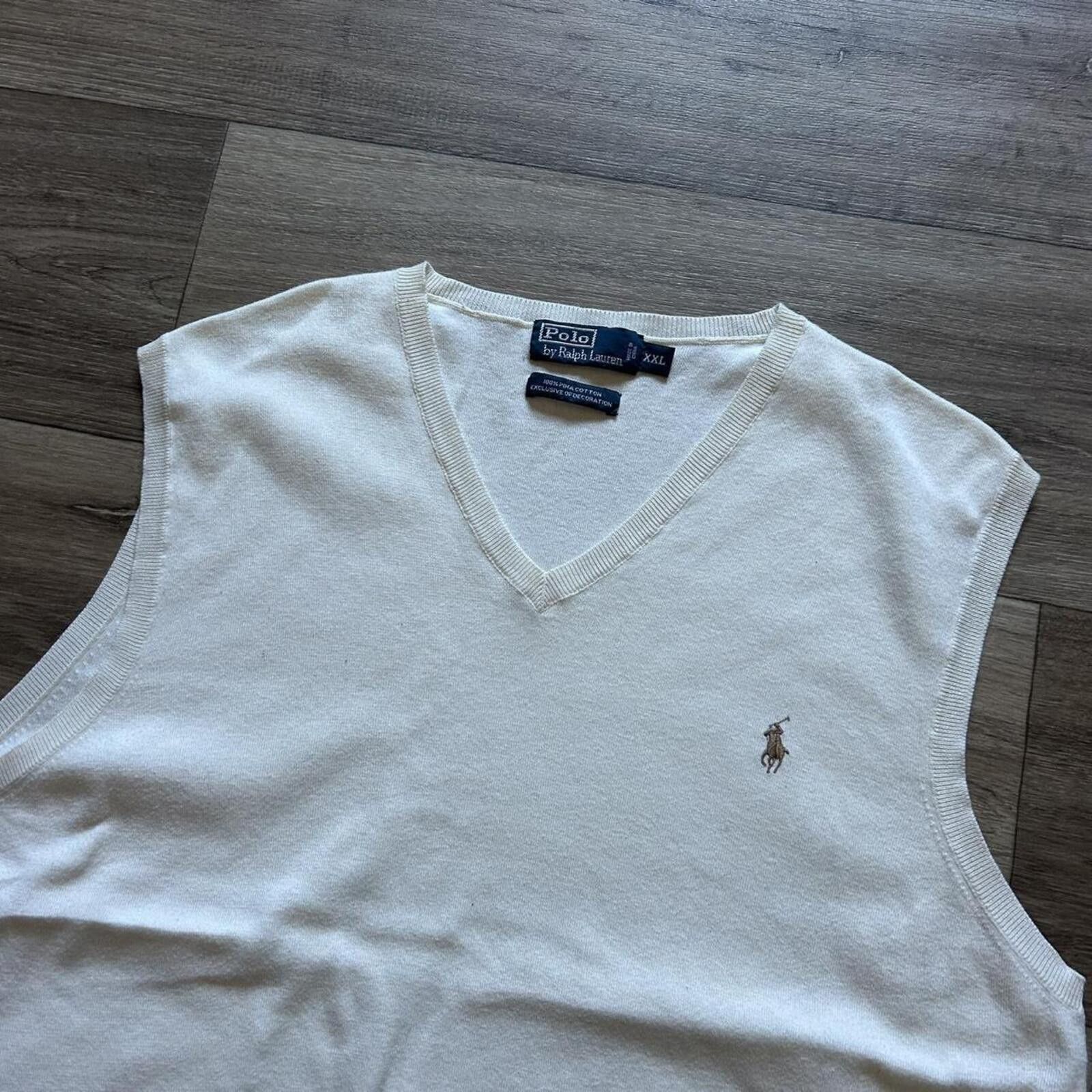 Polo Ralph Lauren Vintage 90’s Polo Ralph Lauren cream sweater vest Size XXL Size US XXL / EU 58 / 5 - 2 Thumbnail