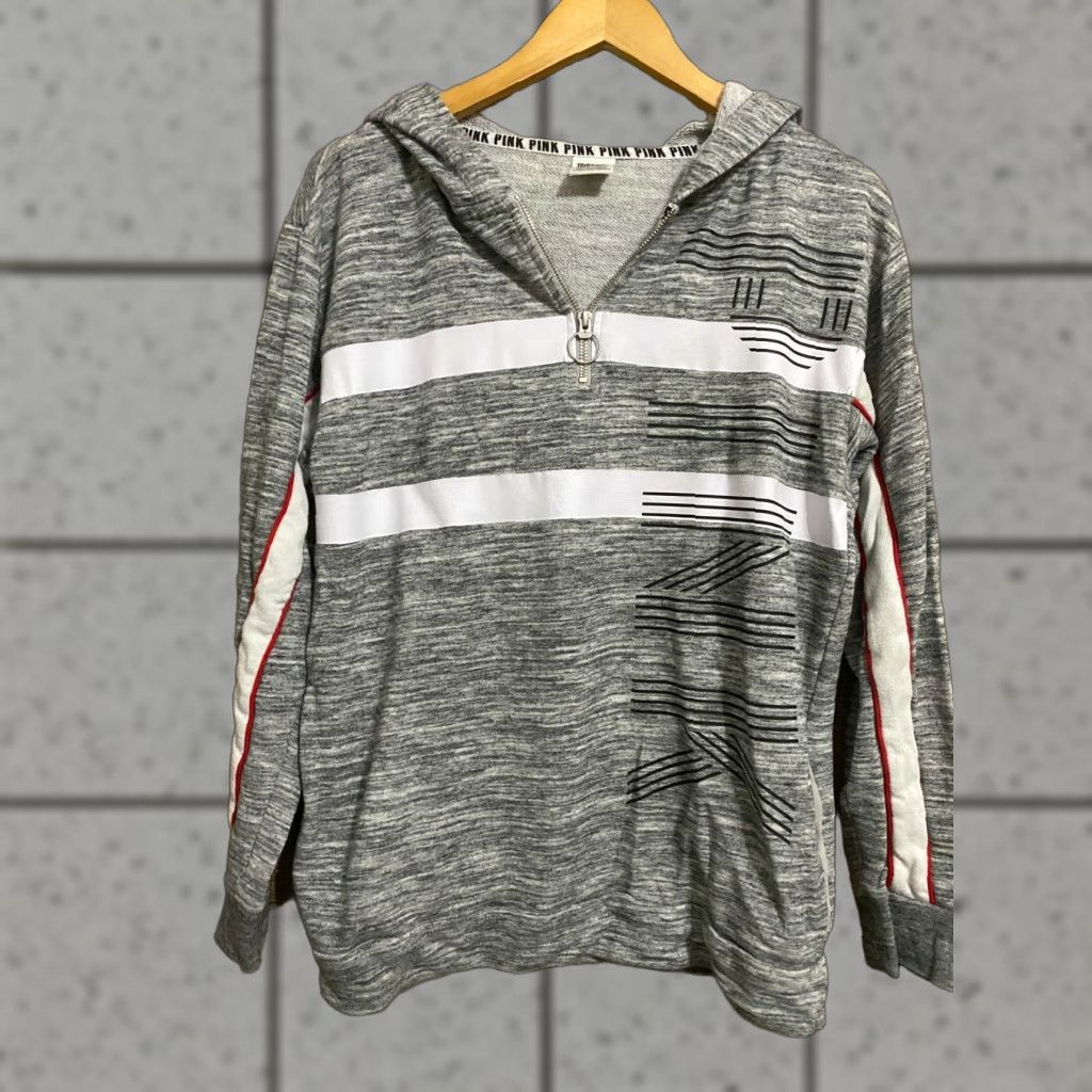 Victoria's Secret Victoria's Secret PINK Hoodie 1/4 Zip Pullover Women's Small Gray Size S / US 4 / IT 40 - 1 Thumbnail