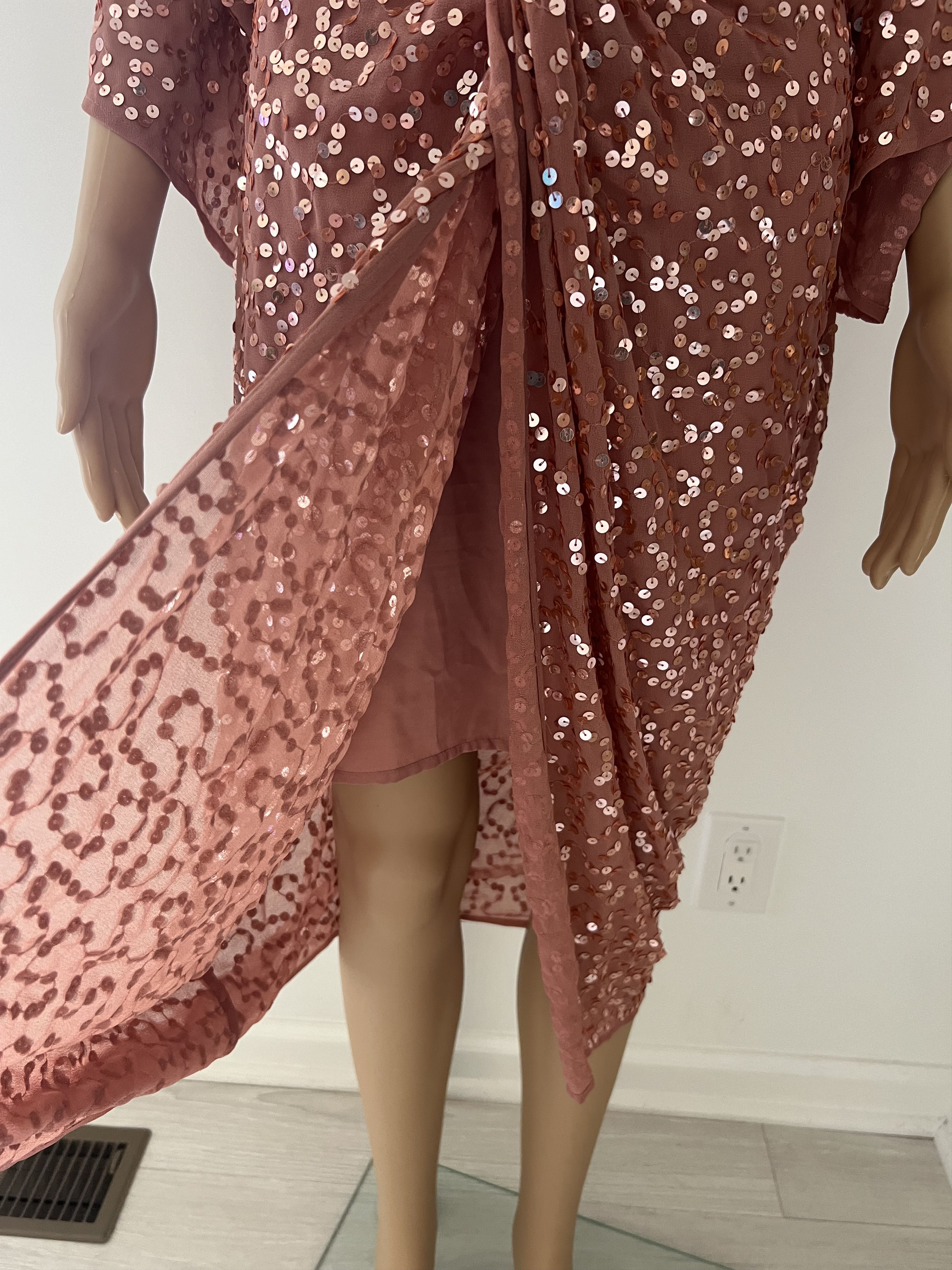 Asos ASOS DESIGN scatter sequin knot front kimono midi dress | Grailed