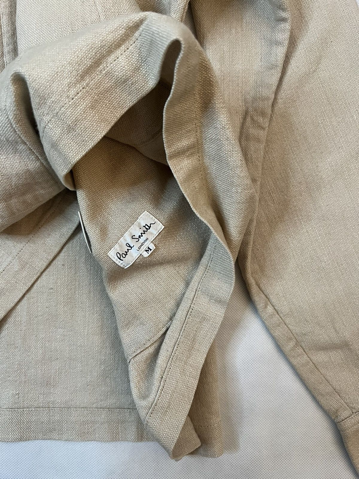 Paul Smith Vtg Paul Smith London Cotton Linen Beige Half Button Size US M / EU 48-50 / 2 - 2 Thumbnail