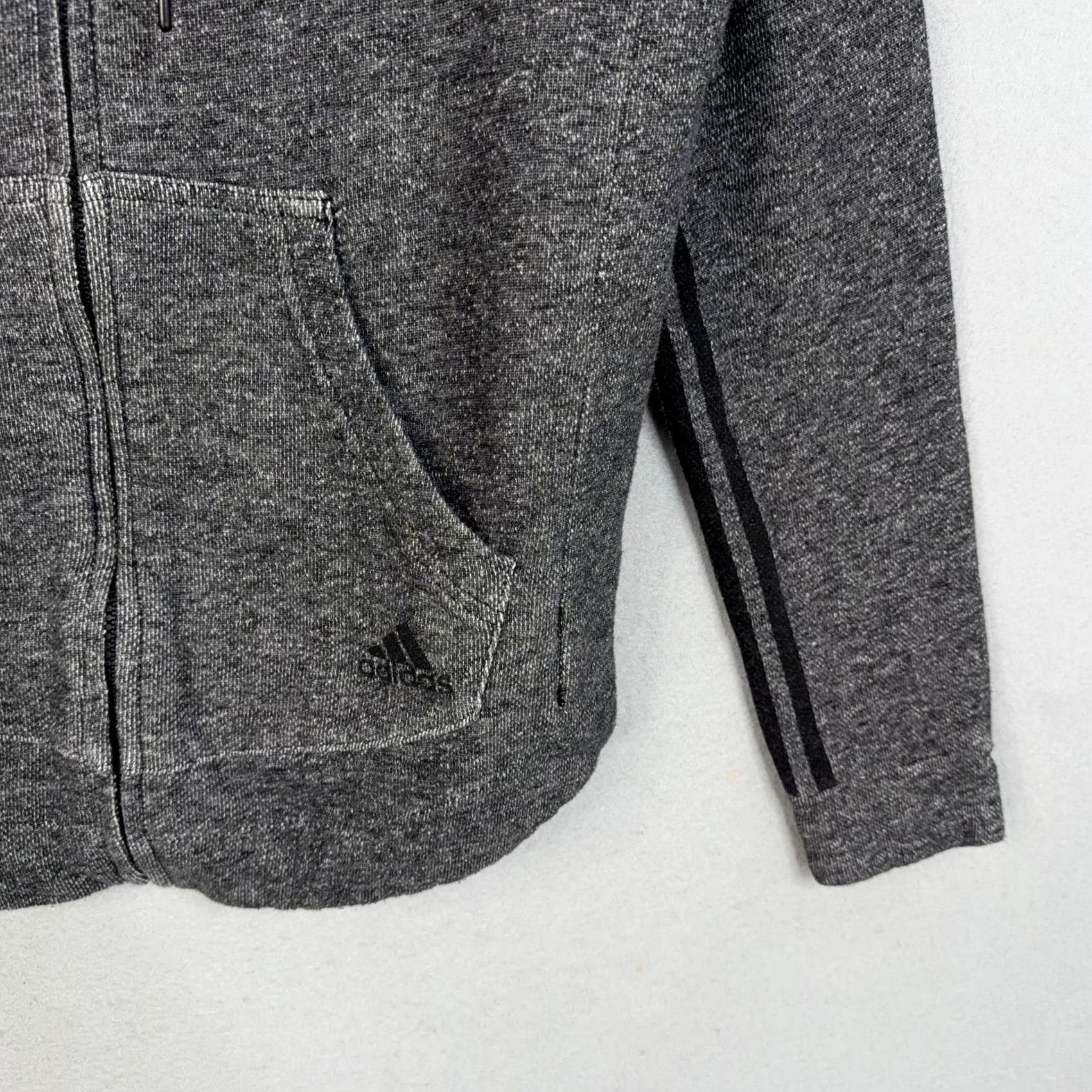 Adidas Adidas Hoodie Womens Small Heather Gray Full Zip Terry Sweatshirt Logo Jacket Size S / US 4 / IT 40 - 3 Thumbnail