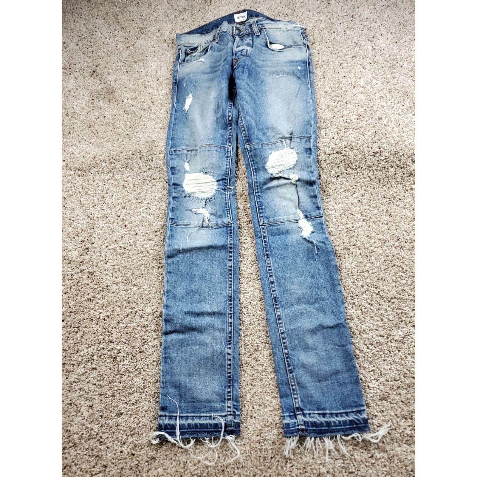 Hudson Hudson Jeans 29 Mens Slim Skinny Distressed Medium Wash Denim 5-Pocket Logo Cotton Blend Regular Inseam 32 Pants Size US 29 - 2 Thumbnail