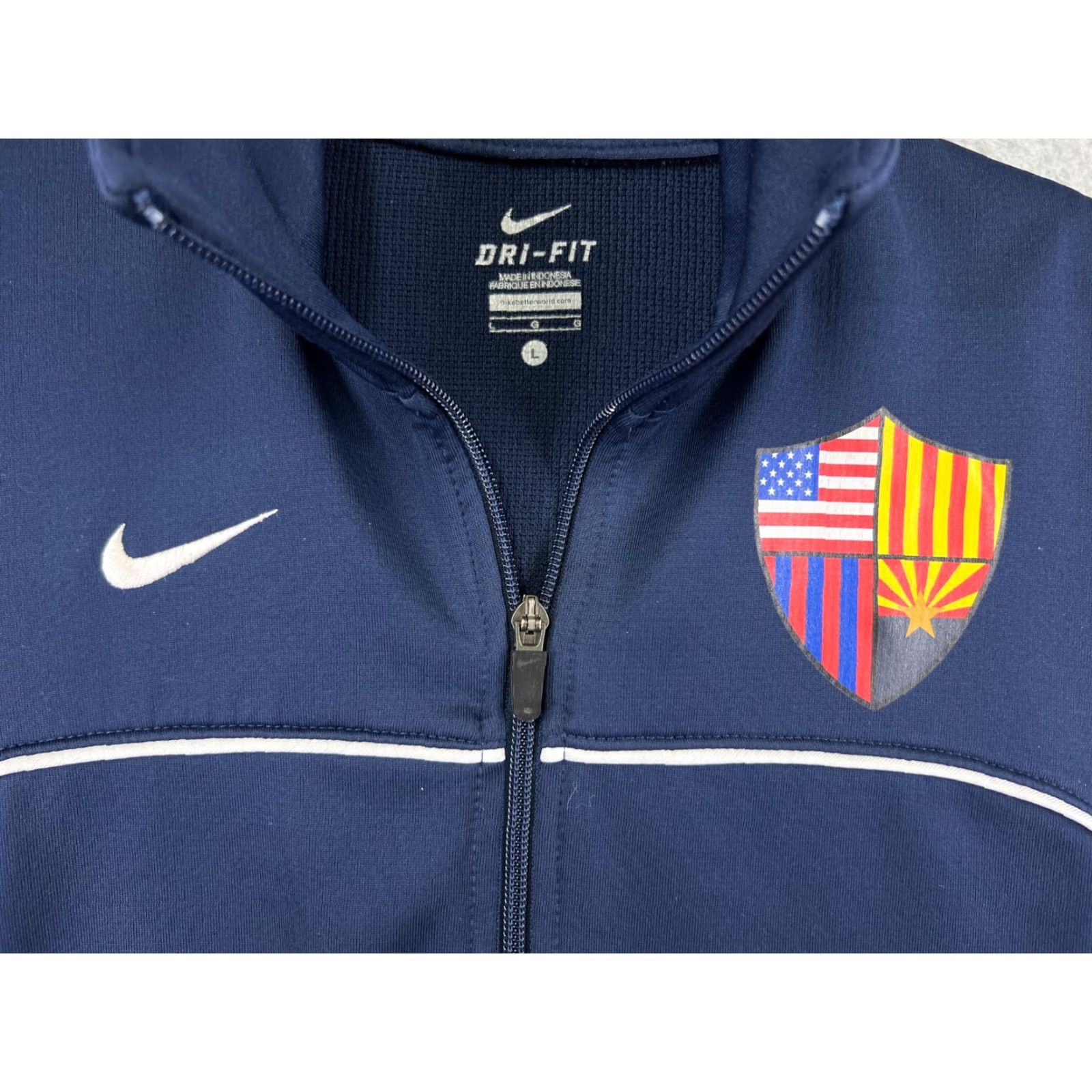 Nike Nike Sweater Mens Large Blue Full Zip Mock Neck Soccer Arizona Shield Crest Size US L / EU 52-54 / 3 - 3 Thumbnail
