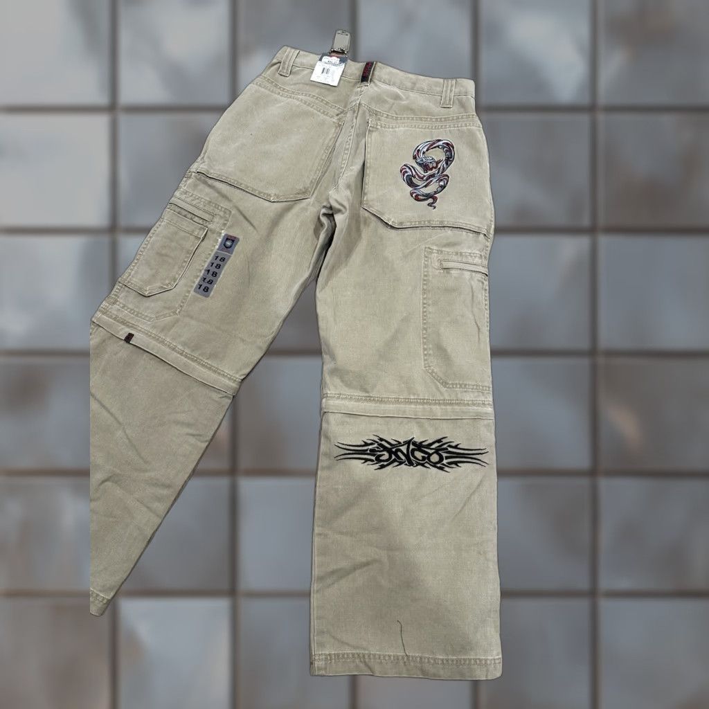 JNCO VINTAGE Jnco Baggy Wide-Leg Tribal Convertible Shorts Embroidered Unisex Adults 18 Beige NWT Size 40" / US 18 - 1 Thumbnail