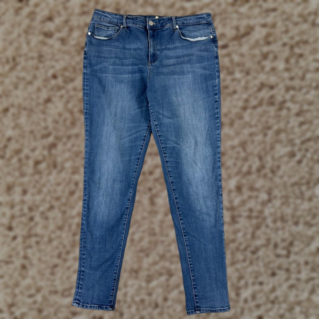 Denime Reba Jeans Womens 16W Blue Denim Skinny Straight Leg Mid Rise 31x28 Casual Size 38" / US 16 / IT 52 - 1 Thumbnail