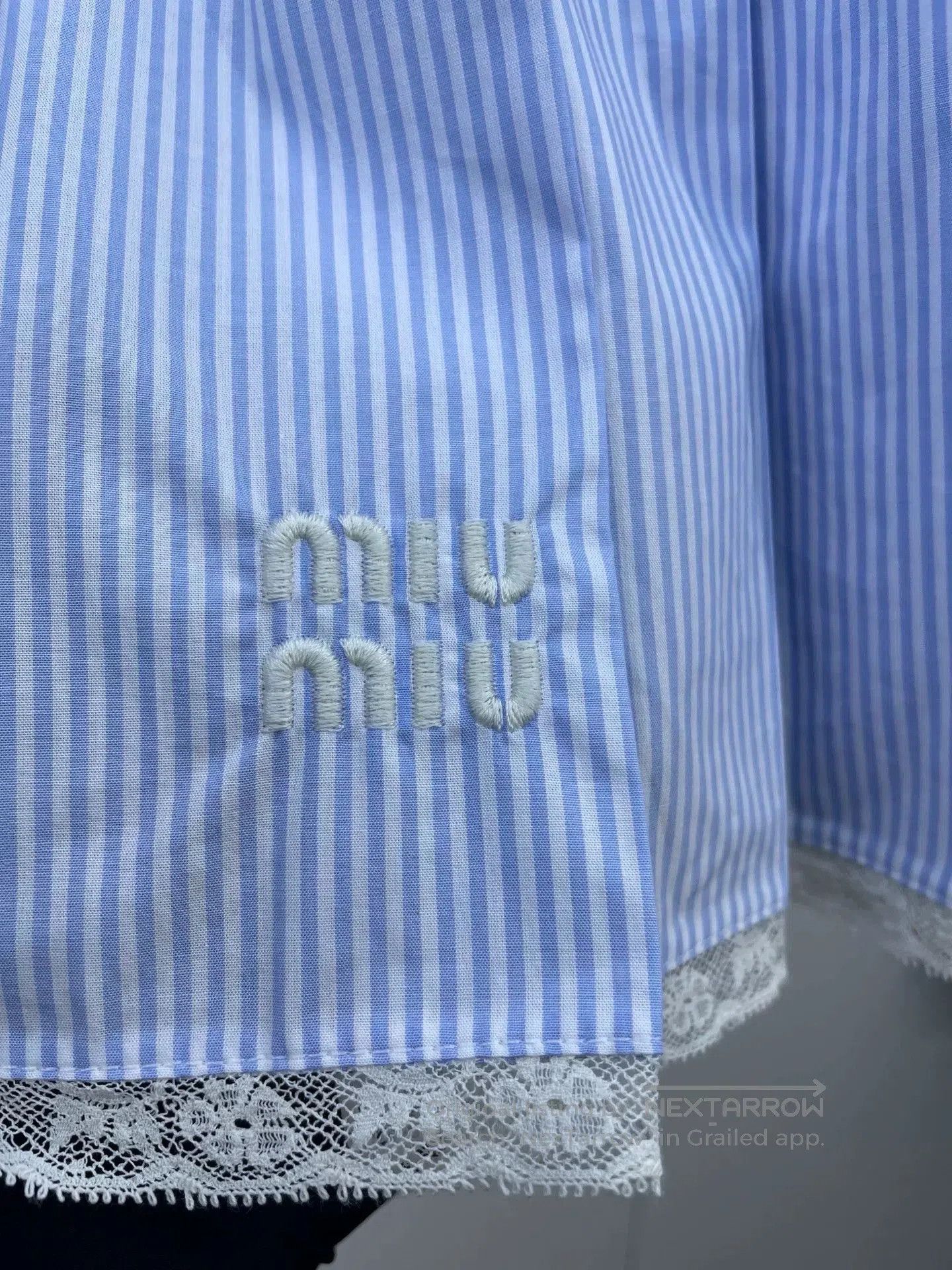Miu Miu Miu Miu Lace Stripe Pleated Skirt. Size 39" - 4 Thumbnail
