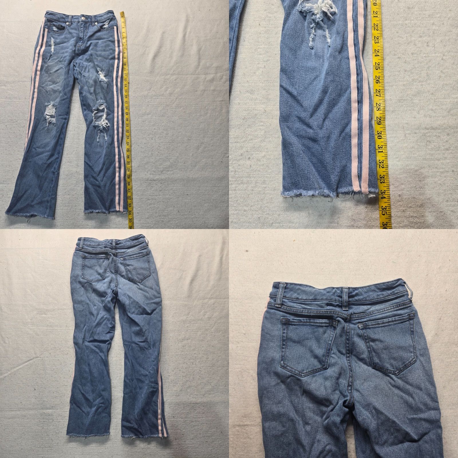 Vintage Wild Fable Jeans Women Dress? No, it's Wild Fable Blue Jeans Pink Stripes Destroyed Denim Pants Adult Women's Size 0 Size 25" / US 0 / IT 36 - 8 Thumbnail