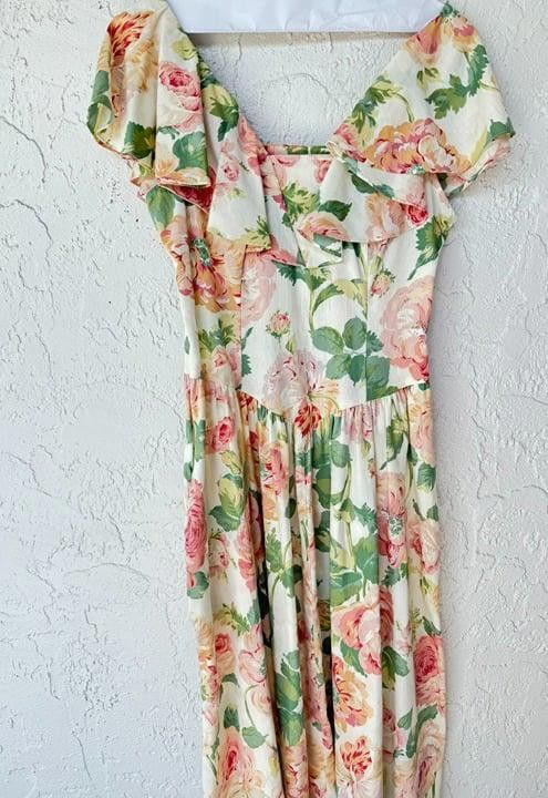 Designer Vintage Floral Dress Size 12 Size L / US 10 / IT 46 - 3 Thumbnail