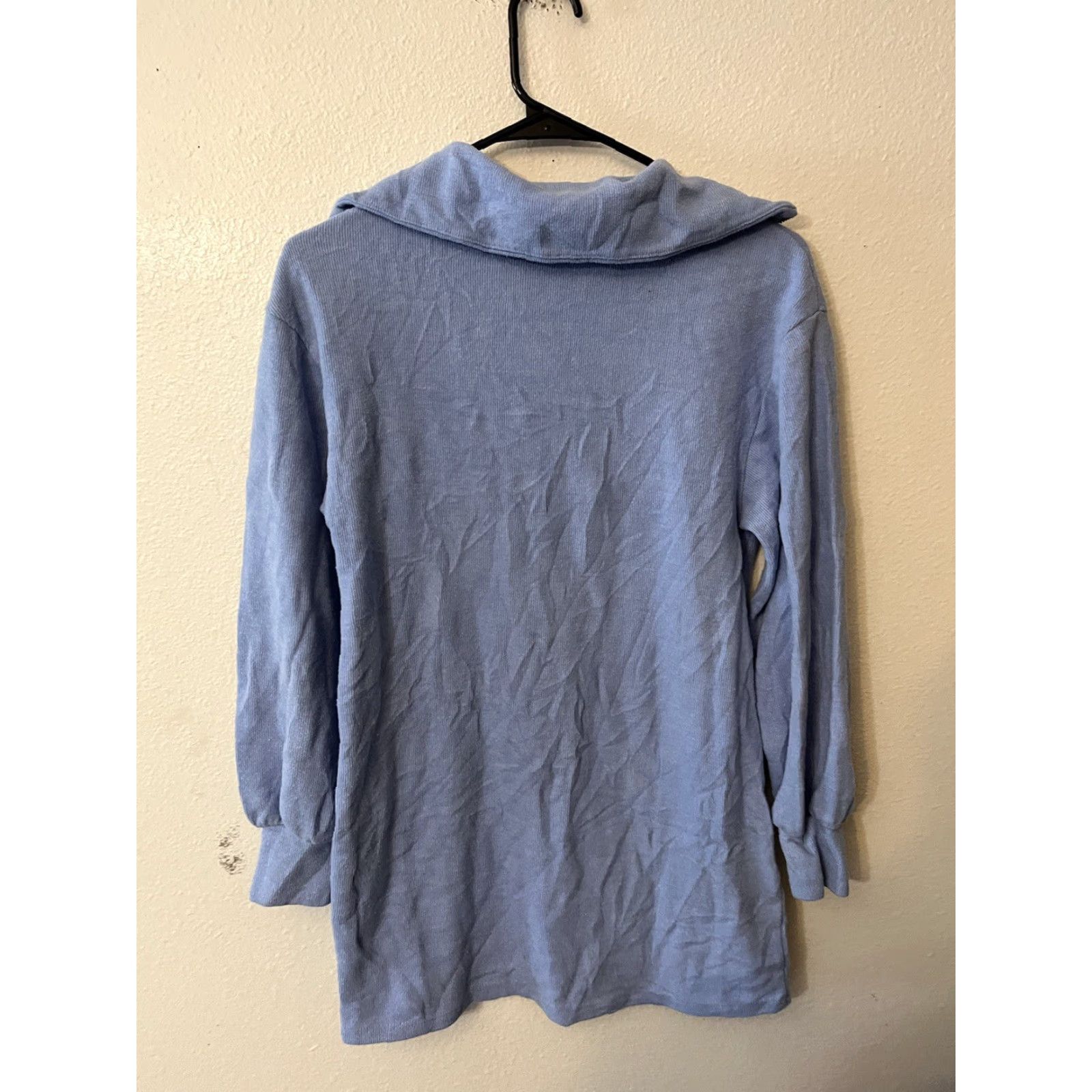 Zara Zara Top Long Sleeve 1/4 Zip Collared Knit Blue Size Small Oversized Size S / US 4 / IT 40 - 2 Thumbnail