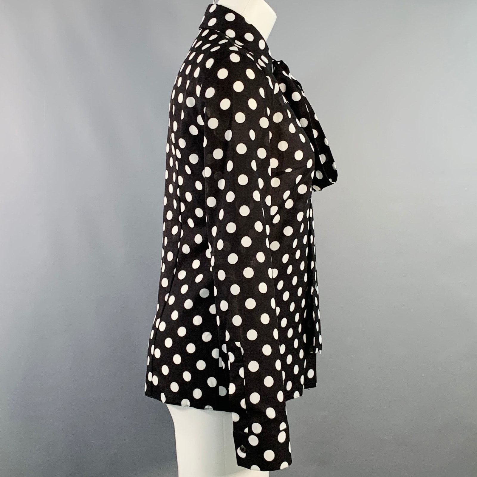 Michael Kors MICHAEL KORS Black White Polyester Polka Dot Bow Blouse Size XS / US 0-2 / IT 36-38 - 3 Thumbnail