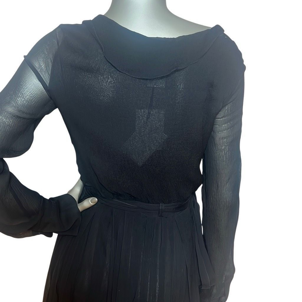 Celine NWT Celine Black Silk Wrap Dress (012) Size S / US 4 / IT 40 - 9 Thumbnail