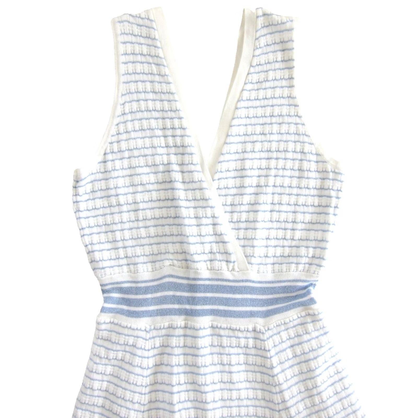 Vintage Lili Sidonio Blue White Sparkle Striped Sleeveless Stretch Knitted Tank Dress M Size M / US 6-8 / IT 42-44 - 4 Thumbnail