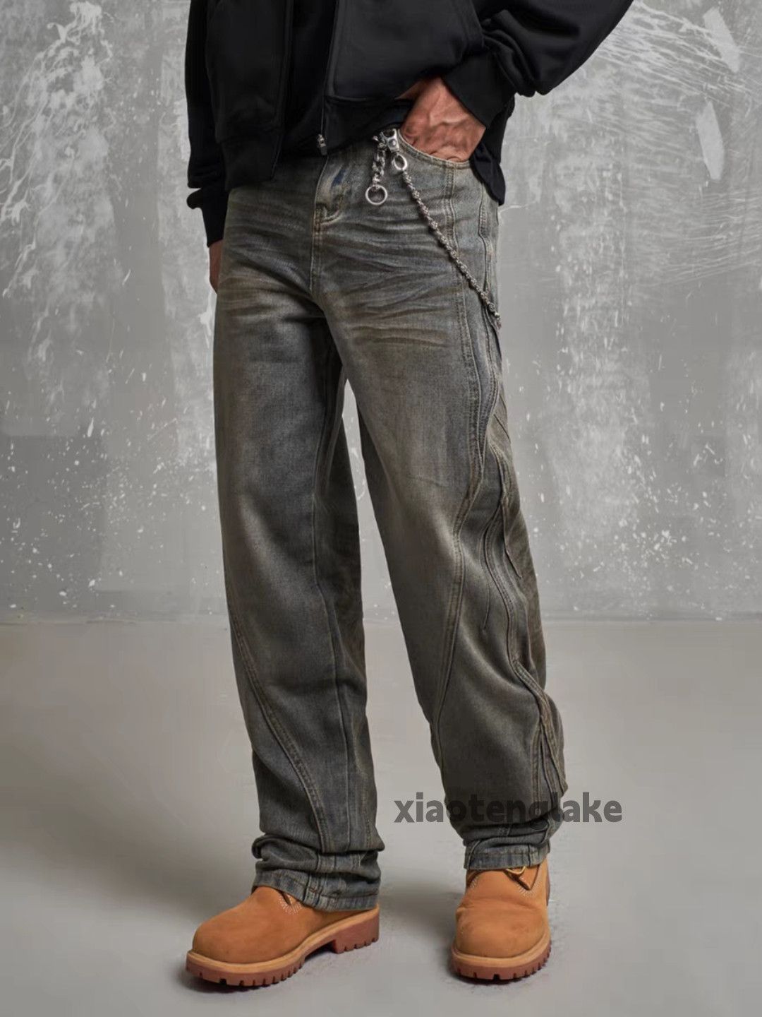 Jean Unisex utility punk yuppie grunge stain rusty faded pants Size US 32 / EU 48 - 1 Thumbnail