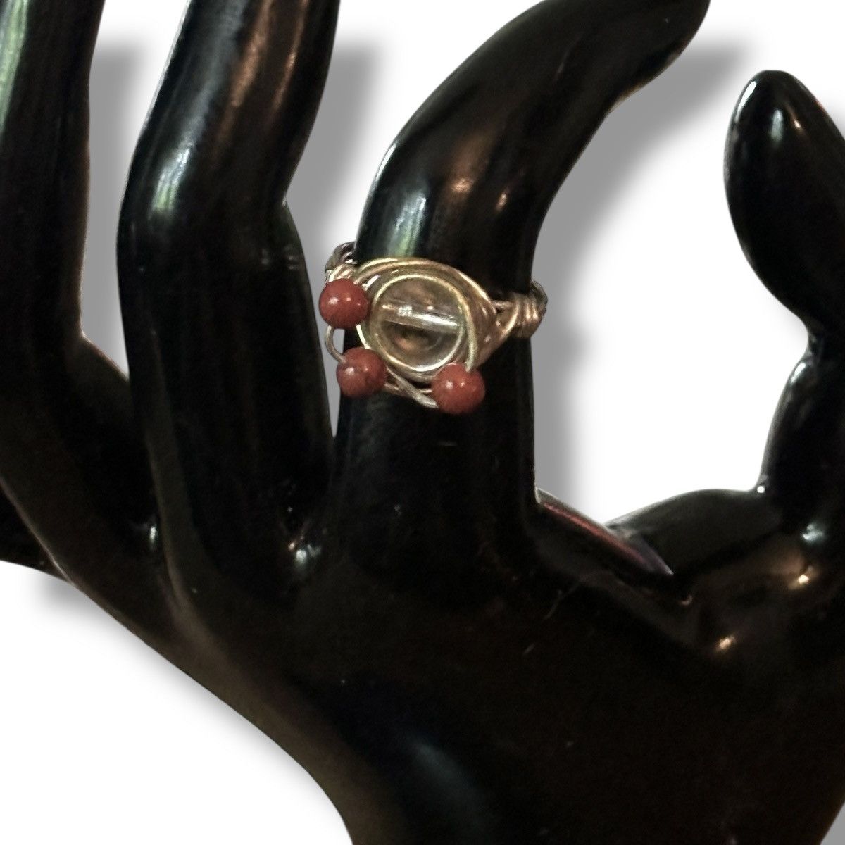 Other Silver tone wire wrapped clear bead ring Size ONE SIZE - 2 Thumbnail