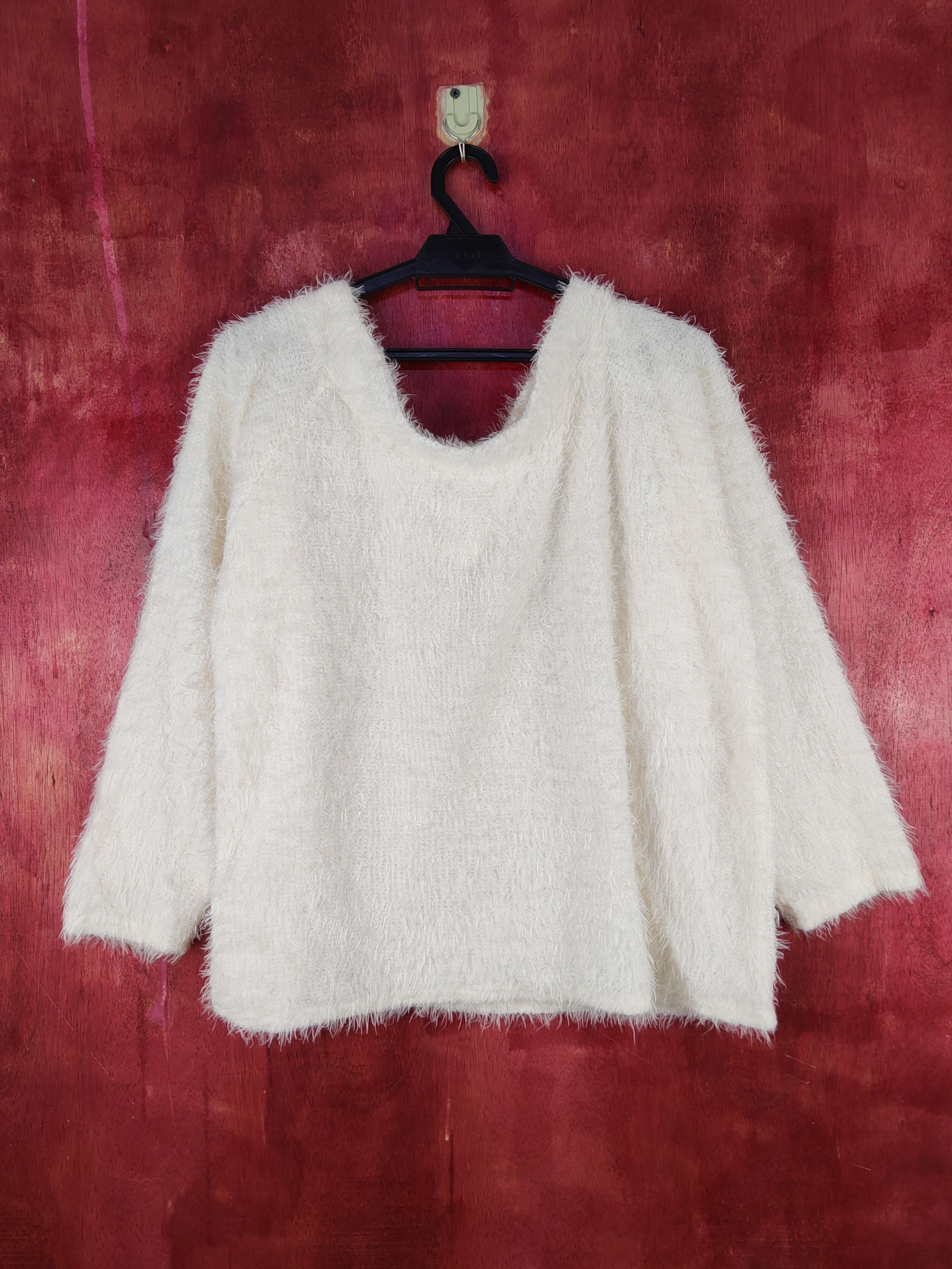 Aran Isles Knitwear Sureve Ivory Shag Shaggy Fur Mohair Knitwear #S2057 Size L / US 10 / IT 46 - 6 Thumbnail