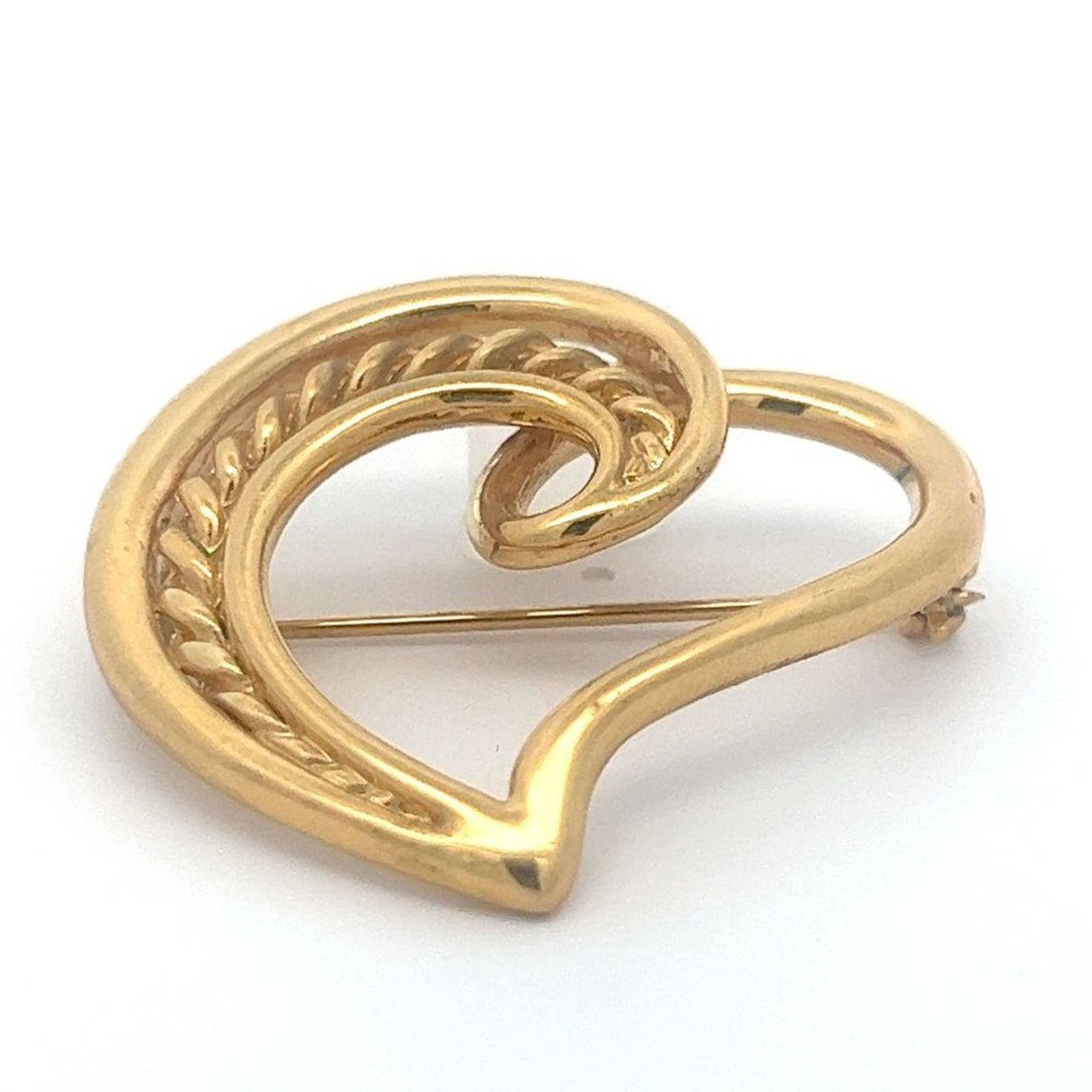 & Other Stories Vintage Signed Napier Twist Rope Heart Gold Tone Brooch Pin Size ONE SIZE - 4 Thumbnail