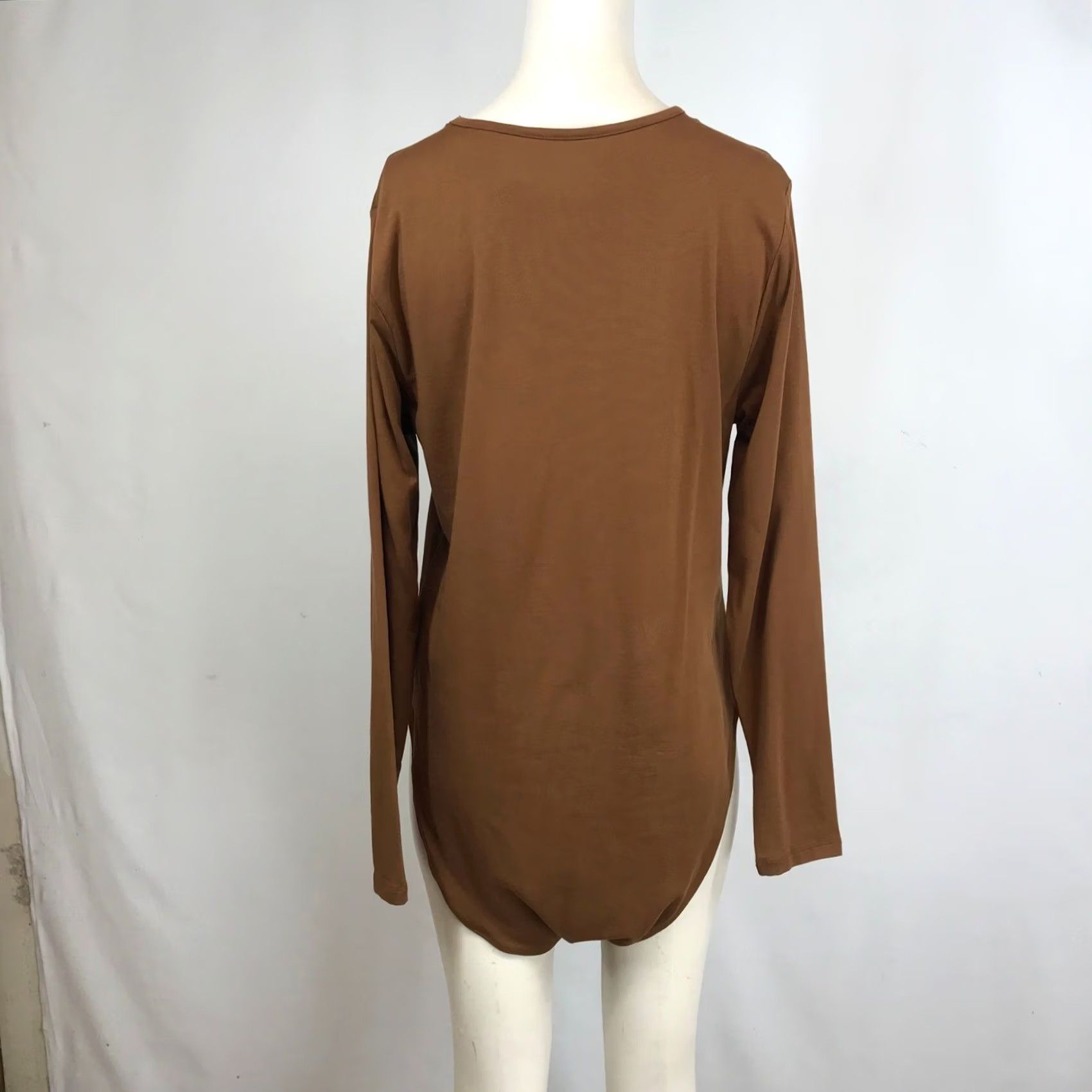 Old Navy Old Navy Bodysuit Long Sleeve Crew Neck Brown 2X Women Knit Solid Stretch Size XXL / US 16-18 / IT 52-54 - 5 Thumbnail