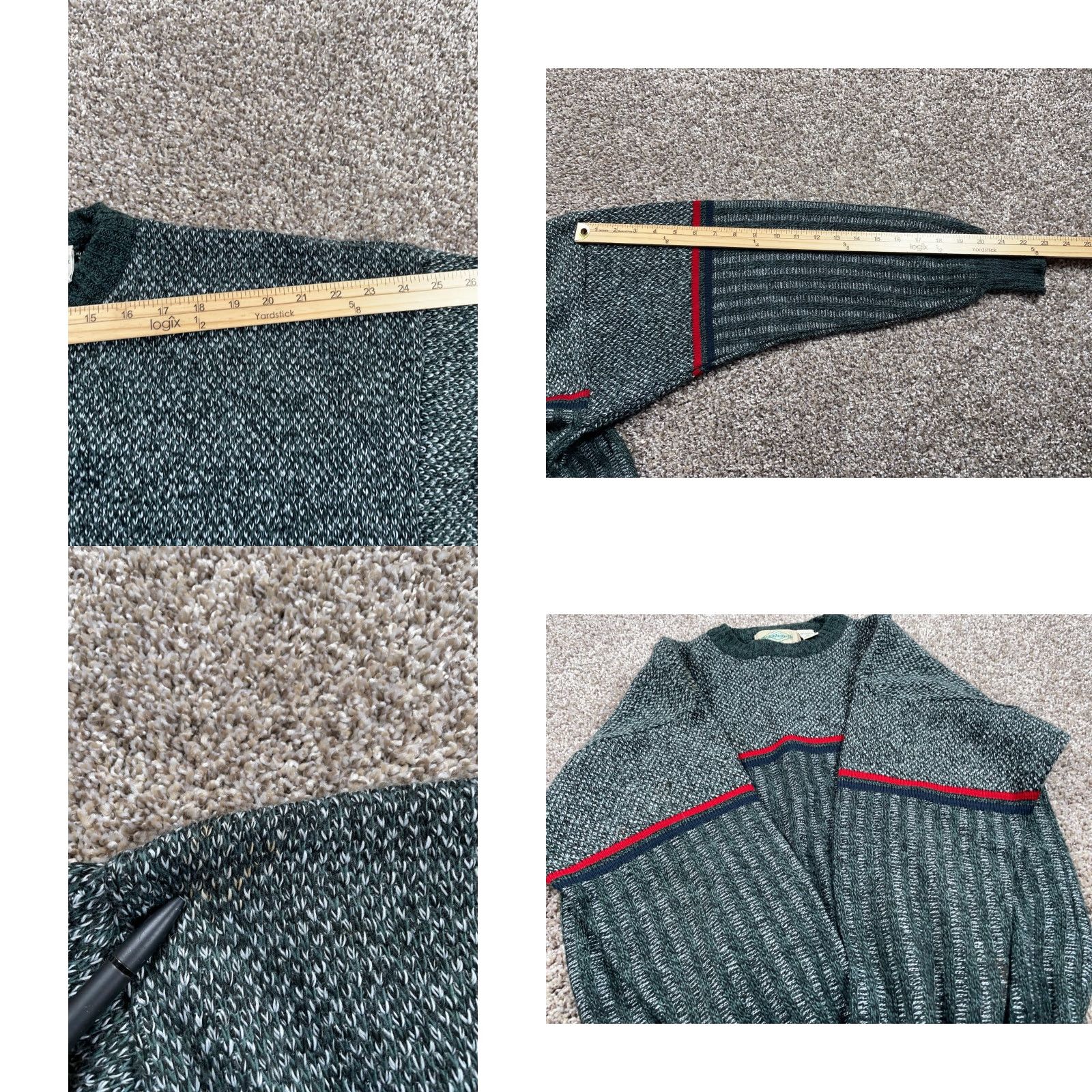Vintage VINTAGE Weekends Sweater 90s Striped Chunky Knit Adult XL Gray Red Pullover Mens Size US XL / EU 56 / 4 - 8 Thumbnail