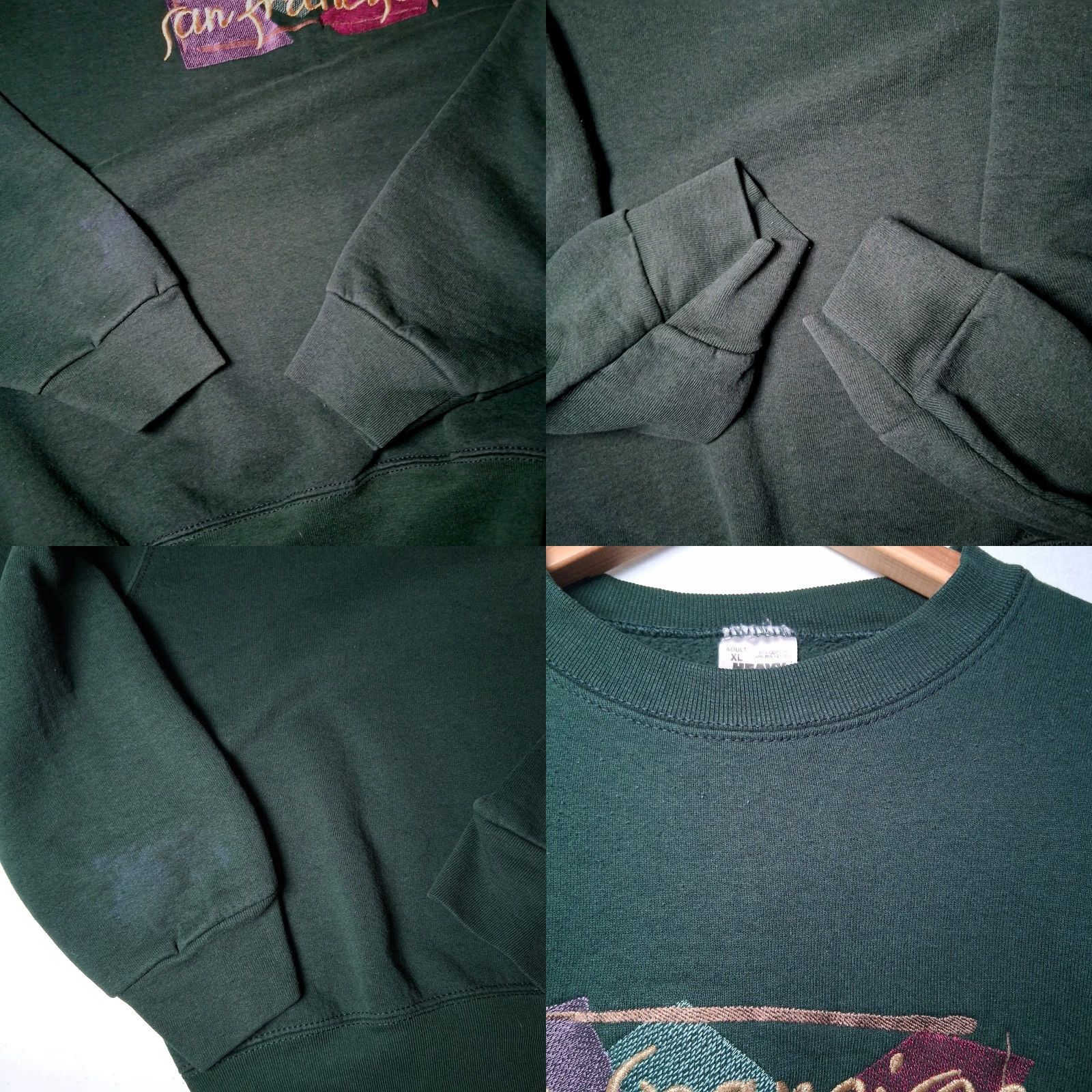 Fruit Of The Loom Vintage San Francisco California Sweatshirt XL Green Embroidered Crewneck USA Size US XL / EU 56 / 4 - 8 Thumbnail