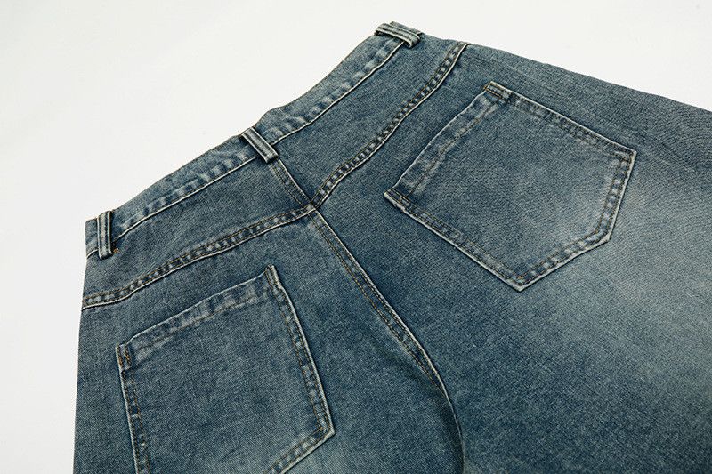 Japanese Brand Men's loose straight cartoon embroidered curved blade jeans Size US 32 / EU 48 - 5 Thumbnail