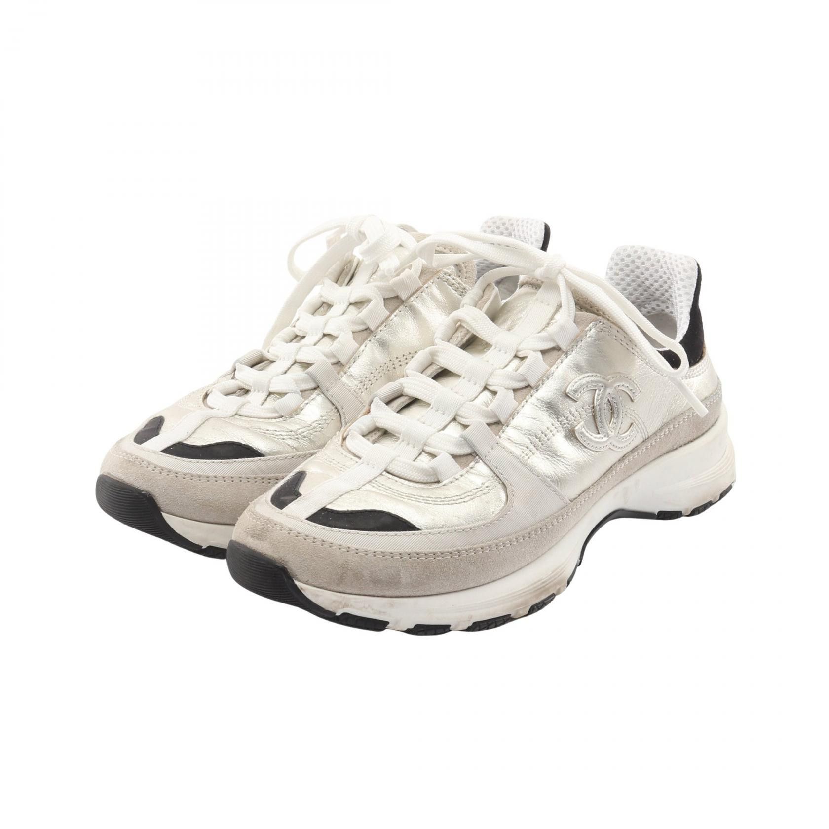 Chanel Chanel Chanel Coco Mark Leather Fabric Sneakers Leather Shoes G46609 DUTY FREE for USA Size ONE SIZE - 1 Thumbnail