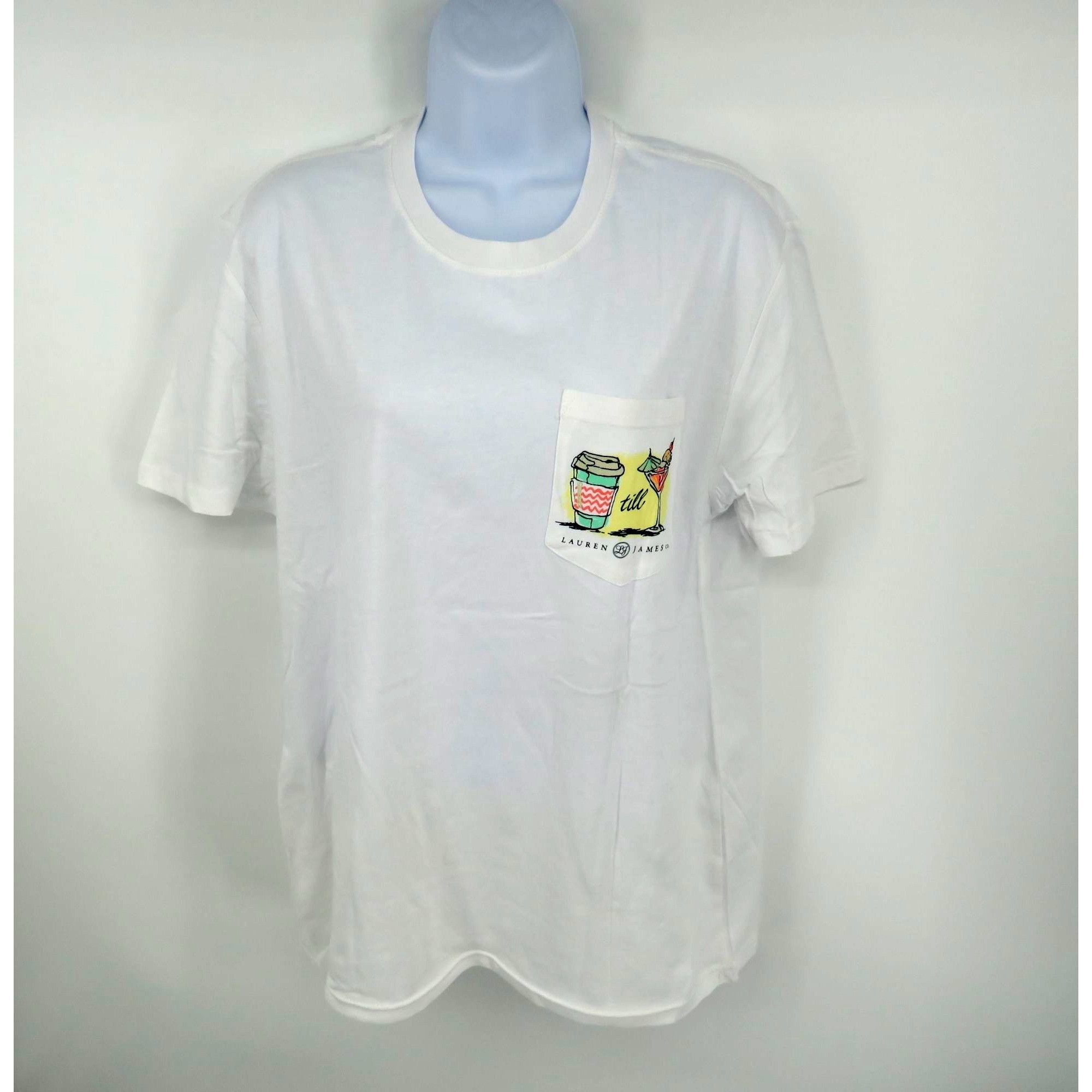 Other Lauren James Womens White Graphic Tee Coffee & Cocktail Prin Size M / US 6-8 / IT 42-44 - 1 Thumbnail