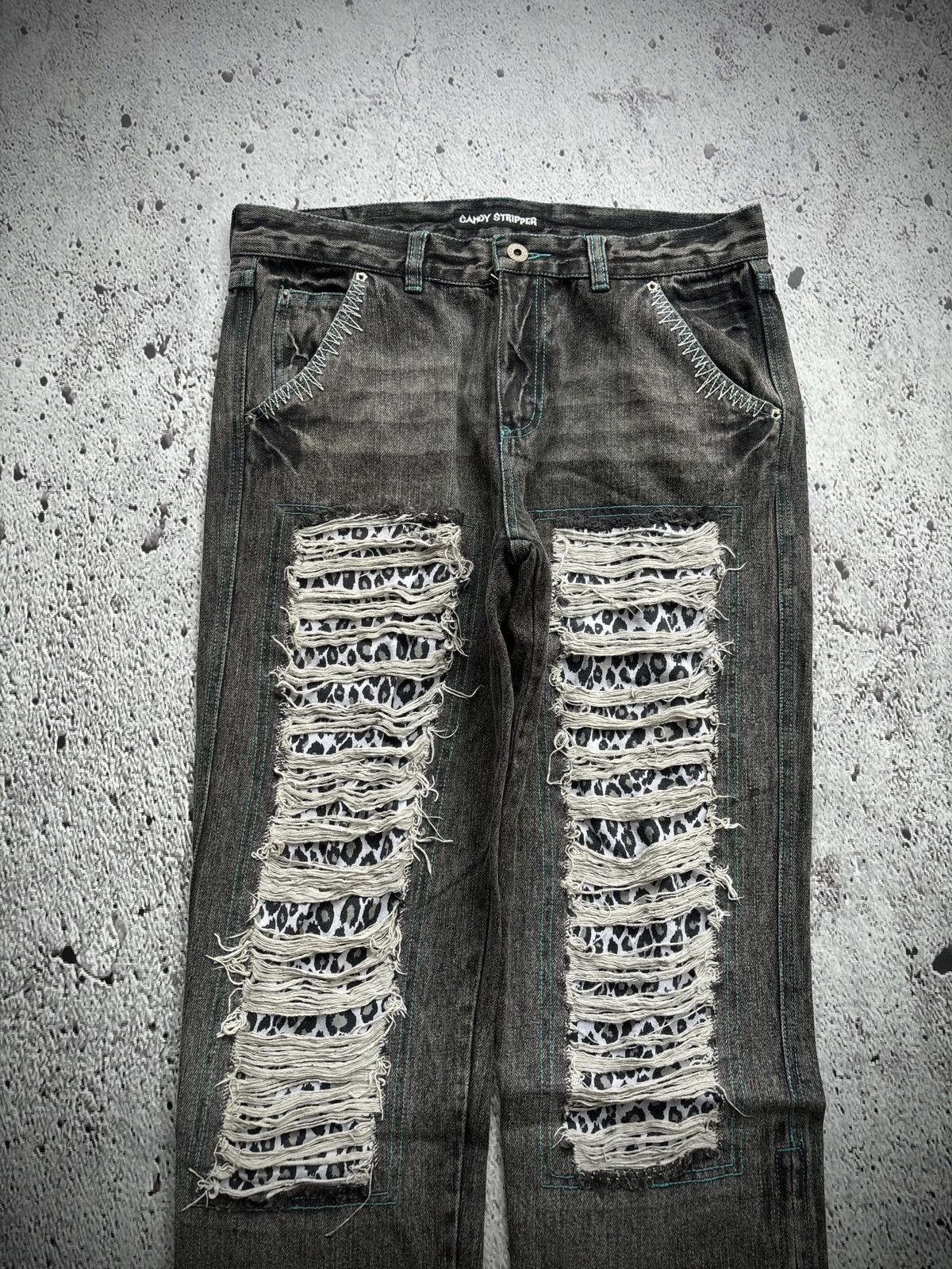 Hysteric Glamour Y2k Distressed Denim Candy Stripper Jeans Size US 32 / EU 48 - 5 Thumbnail