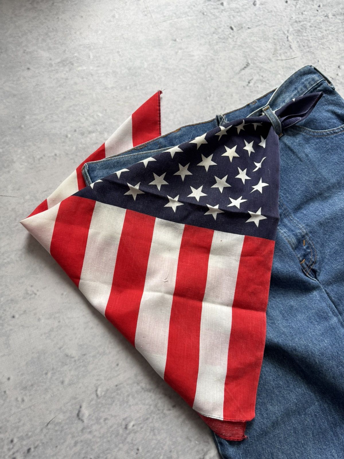 Vintage 🇺🇸Vintage 90-00s Bandana scarf retro USA FLAG handkerchief Size ONE SIZE - 2 Thumbnail