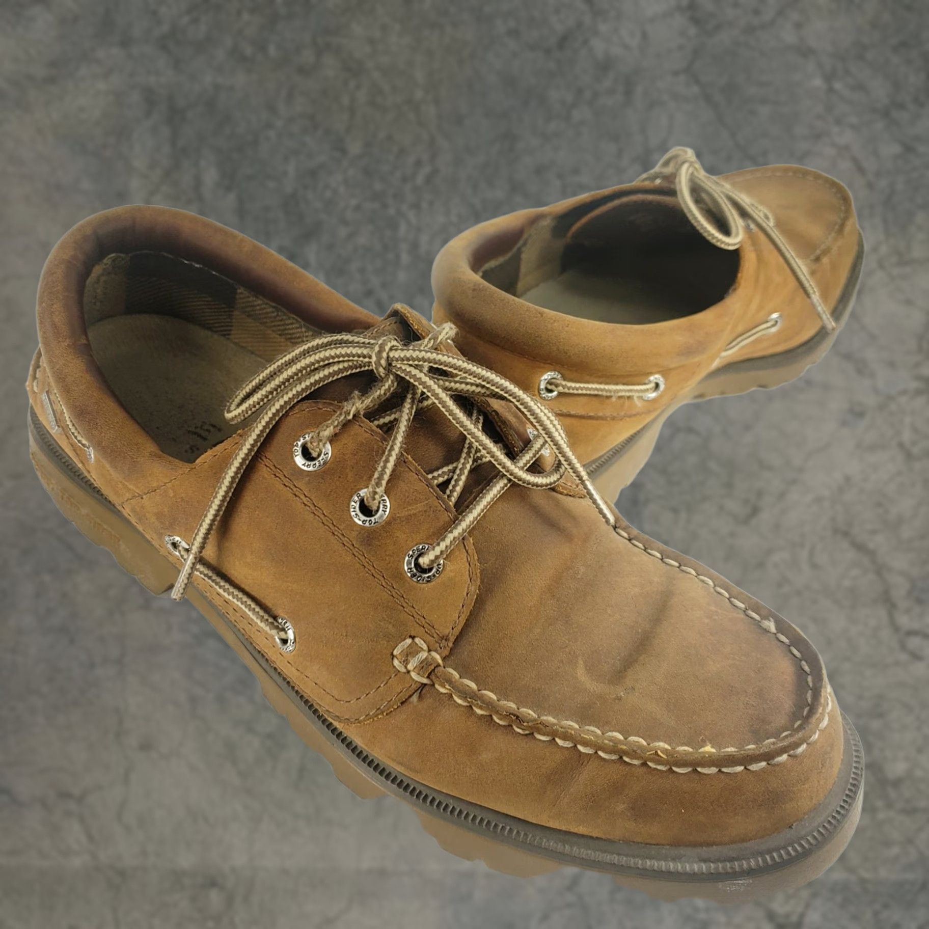 Sperry Sperry Top Sider Men's 9.5M Lugged Lace Shoe STS10086 Brown Leather Waterproof Boat Shoe Casual Size US M / EU 48-50 / 2 - 1 Thumbnail