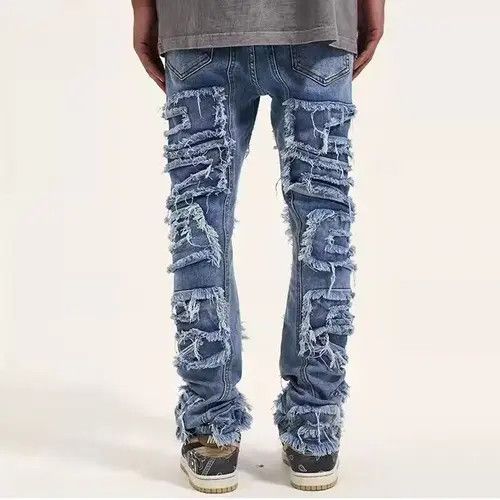 Jean Distressed Blue Denim Jeans Size US 34 / EU 50 - 3 Thumbnail