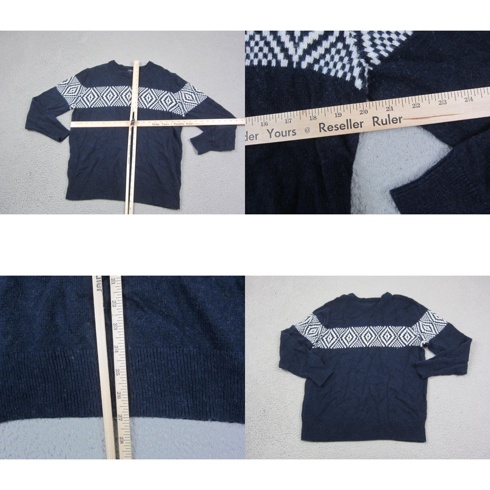 J.Crew J.CREW Sweater Mens Large Blue Fair Isle Crewneck Wool Poly Adult Knit Size US L / EU 52-54 / 3 - 8 Thumbnail