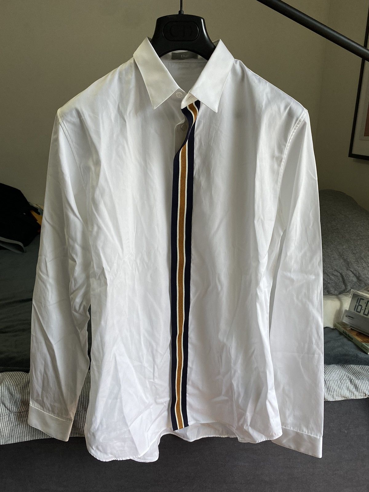 image of Dior White Shirt Middle Stripe, Men's (Size Medium)